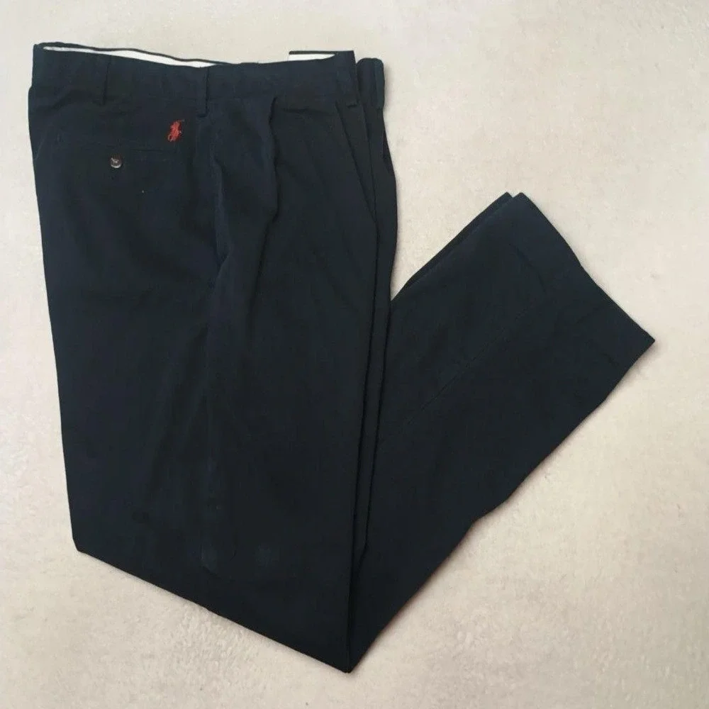 Polo Ralph Lauren Pants Men 36x34 Blue Pleated Ethan Chino Classic Logo School